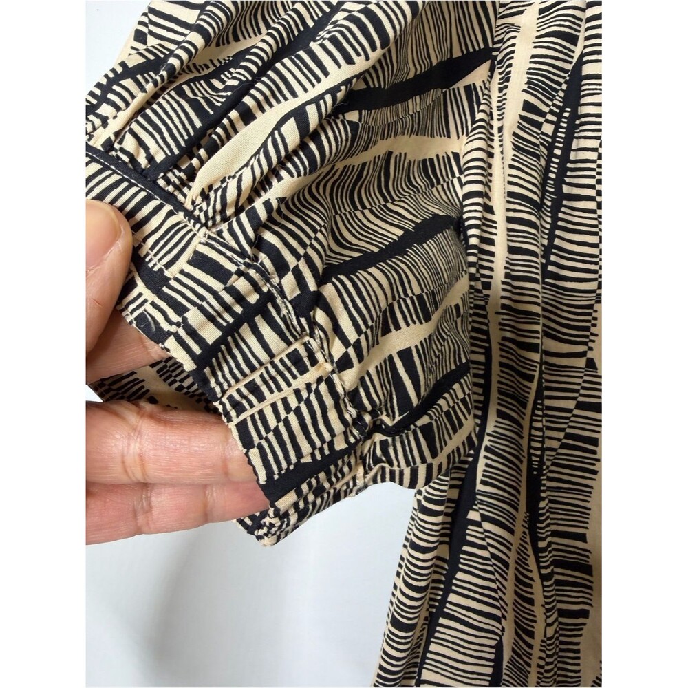 Nine West Boho Cotton Set sz L Belted Midi Skirt Puff Sleeve Top Neutral Resort - Picture 7 of 9